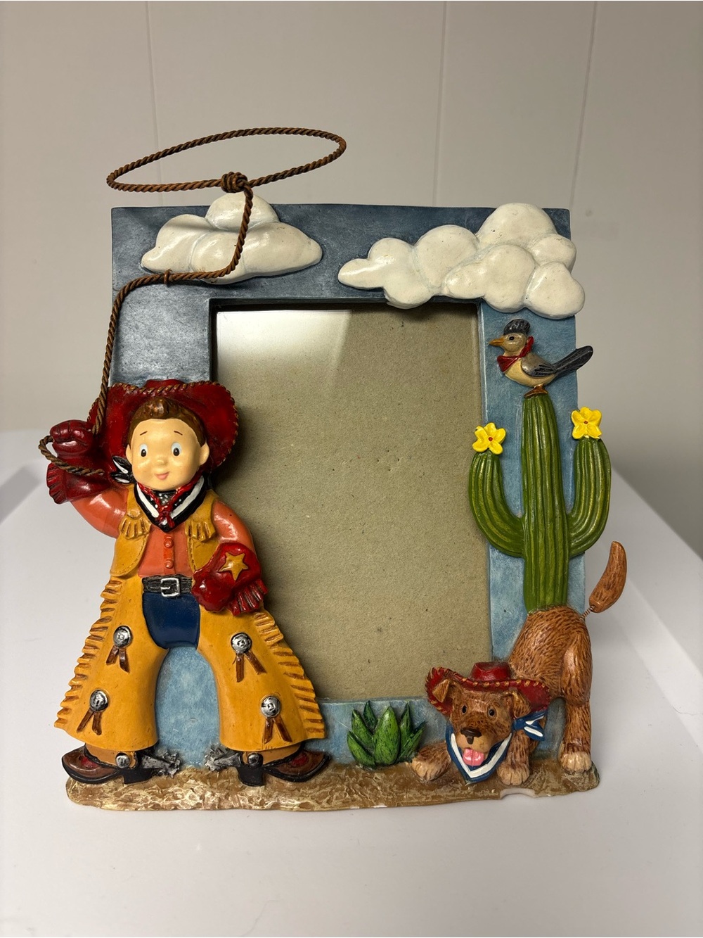 Vintage 2002 Figi Whimsical Western Cowboy 3D Picture Frame